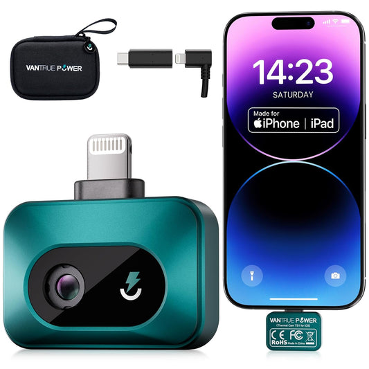 Warmtebeeldcamera thermal camera voor iOS, iPad, iPhone, Androidinfraroodcamera met 512x384 superresolutie, temperatuurbereik -20 °C tot 550 °C, voor woning- & HVAC-inspectie