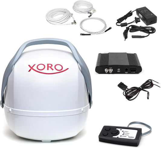 Xoro MPA 38 volautomatische mobiele satellietantenne (TWIN-LNB) wit