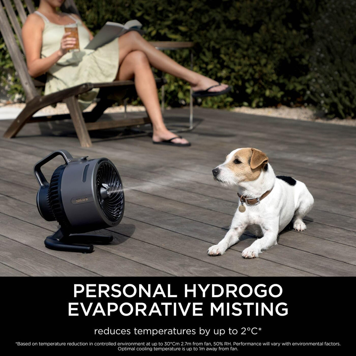 SHARK FlexBreeze HydroGo Krachtige draadloze ventilator met mist, binnen- en buitenkoeling, stil en duurzaam, compact en licht, luchtstroom tot 20 m, carbon FA050UK