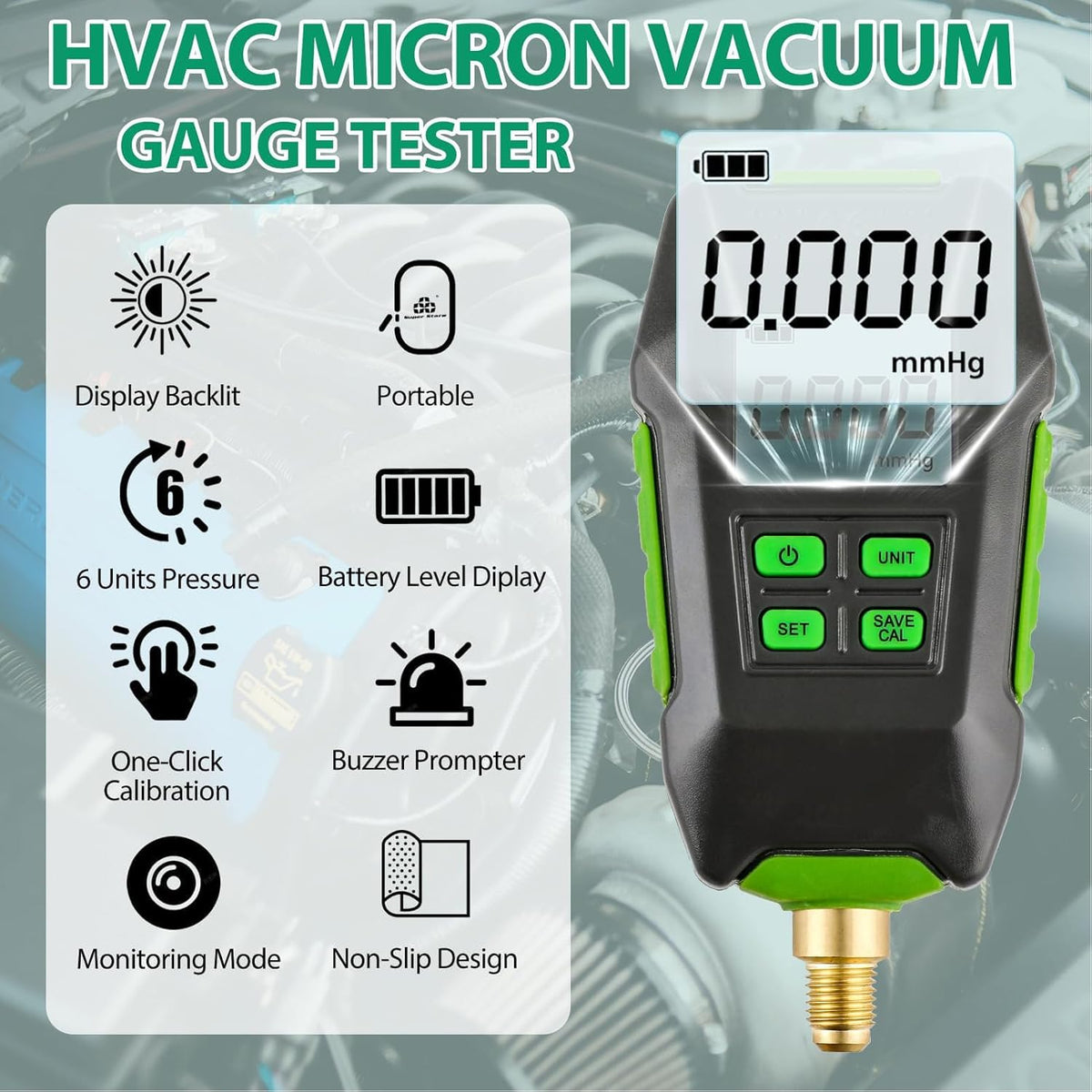 Digitale Vacuümmeter – Vacuümmeter – Vacuümdrukmeter – Micronmeter – Groot Verlicht Display – IP54 Stof- En Waterbestendig