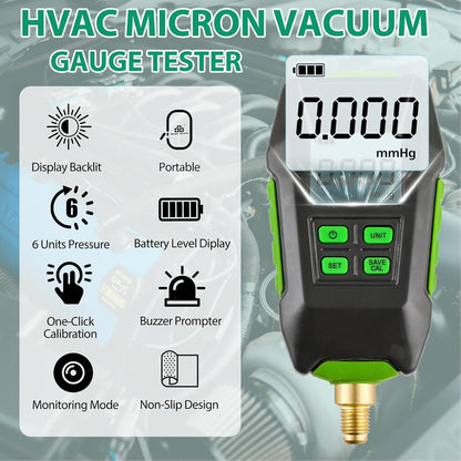Digitale Vacuümmeter – Vacuümmeter – Vacuümdrukmeter – Micronmeter – Groot Verlicht Display – IP54 Stof- En Waterbestendig