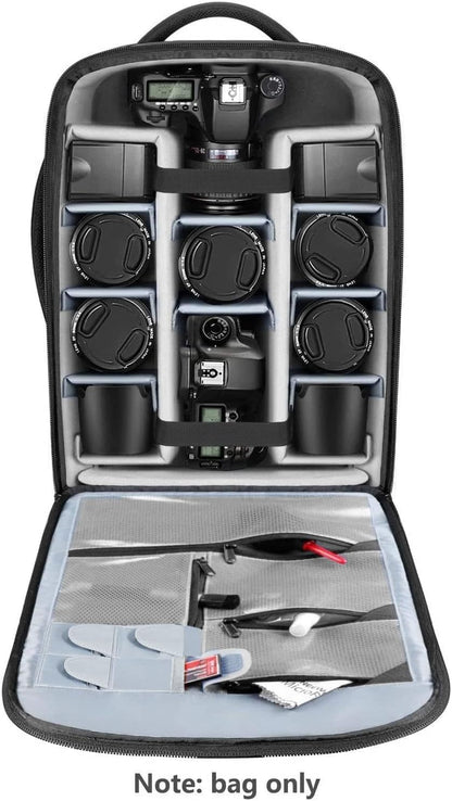 2-In-1 Camerarugzak met Wielen – Rolkoffer – Cameratas – Camera Trolley – Fototas – Zwart/Grijs – 11 Verstelbare Vakken – Laptopvak Tot 16 Inch