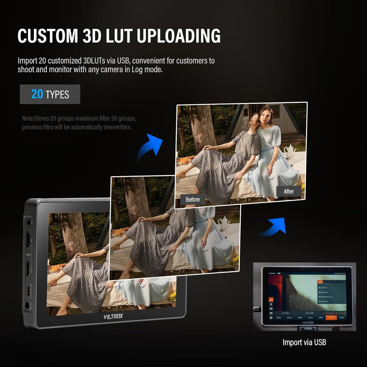 Cameramonitor – Field Monitor – Externe Monitor – Camerascherm – Videomonitor – 7 Inch IPS Touchscreen – 600 Nit Helderheid – 4K HDMI Input en Loop-Out