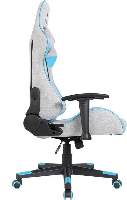 Oversteel - ULTIMET professionele gamestoel, ademende stof, 2D armleuningen, in hoogte verstelbaar, 180° verstelbare rugleuning, gaszuiger klasse 3, tot 120 kg, grijs/blauw