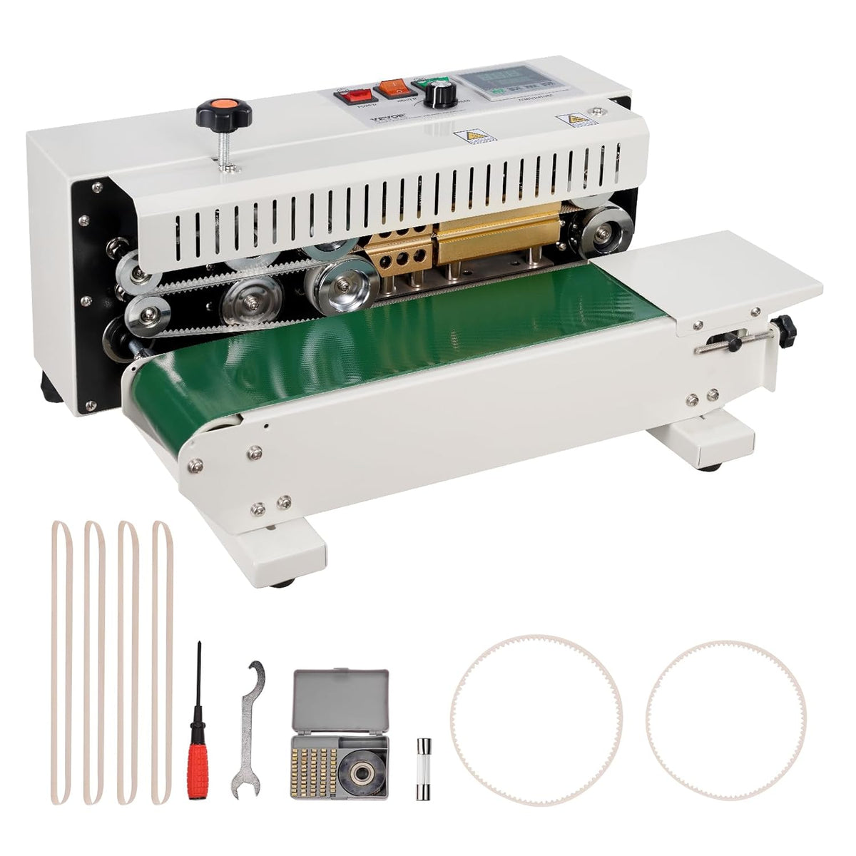 VEVOR Doorlopende zakbandsluitmachine, 6-12 mm afdichtingsbreedte, horizontale bandsealmachine met digitale temperatuurregeling, koolstofstalen zakverzegelaar voor 0,02-0,8 mm plastic zakkenfilms