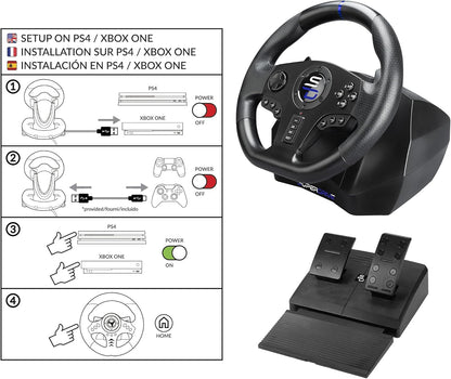 Racewheel – Racestuur – Gaming Stuurwiel – Simracer Stuur – Force Feedback Stuur – Multiplatform Compatibel – Dubbele Vibratiemotor