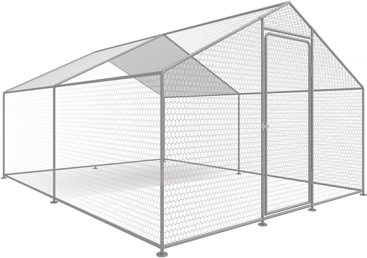 Kippenren – Pluimveetren – Kippenhok – Vogelschutting – Buitenren – Gegalvaniseerd Staal – 9 m² Veilig Oppervlak - QUORE