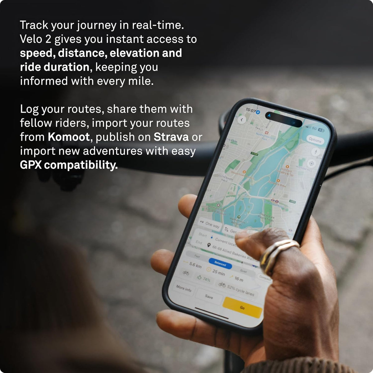 BEELINE Fiets 2 computer GPS fiets – draadloze wereldnavigatiekaart I Weerbescherming I Batterijduur + 11 uur I USB-opladen I navigatie satelliet fietsen bevestigingsriem I compatibel met handschoen