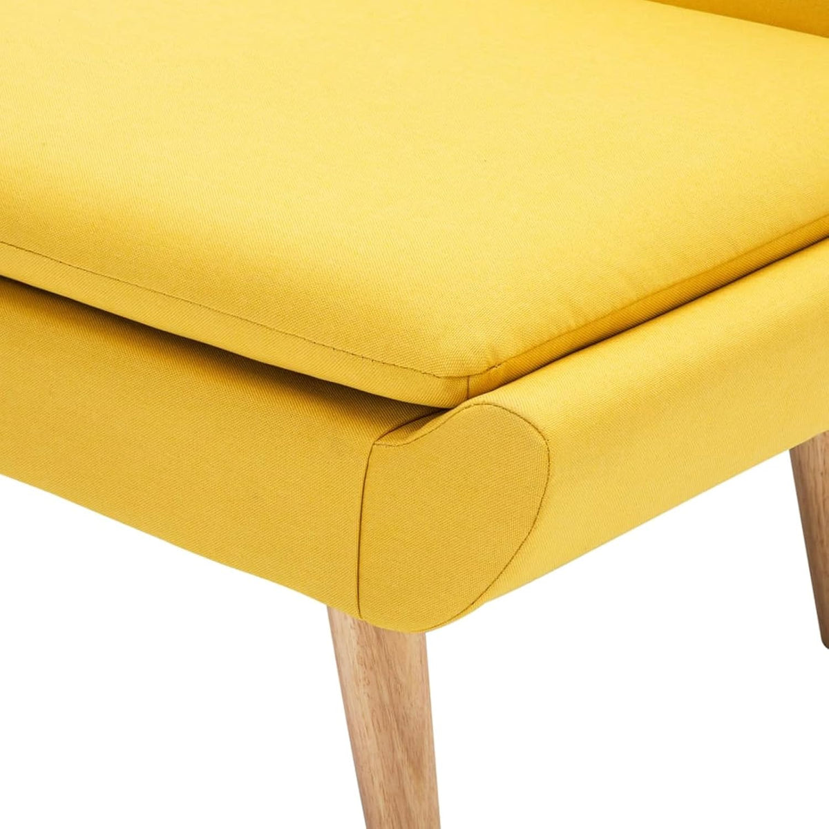 Eetkamerstoel Geel – Stoel Zonder Armleuning – Dining Chair – Woonkamerstoel – Stoffen Stoel – Rubberen Poten – Comfortabele Zitting 8 cm Dik – Lichtgewicht en Duurzaam