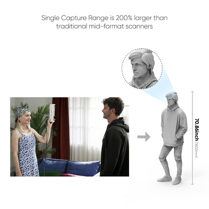 3DMakerpro Lynx 3D-scanner van 0,1 mm nauwkeurigheid en 10 fps scansnelheid, draagbare 3D-scanner voor 3D-printmodellen, ontwerp met intelligent grootschalig uitlijningsalgoritme - standaardpakket