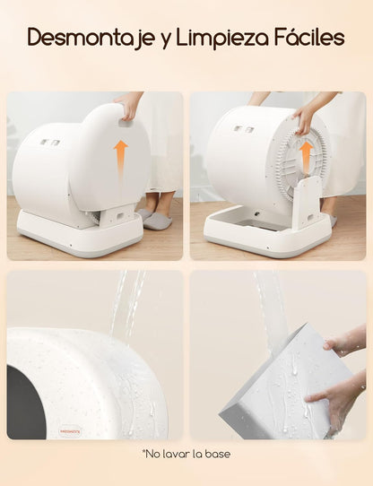 MeoWant Zelfreinigend kattentoilet, automatisch kattentoilet, anti-knikken, gesloten kattenbak voor grote en meerdere katten, app-bediening, robotstrooisel, geurloos, met mat
