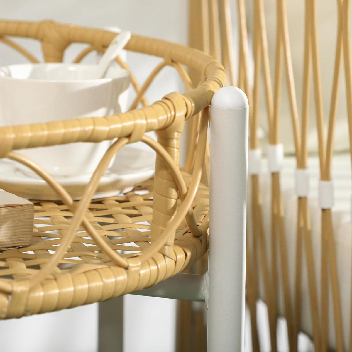 Outsunny 3-Piece Rattan Garden Furniture Set, Garden Set with 2 Garden Chairs, Coffee Table, Balcony Furniture Set with Cushions, for Balcony, Terrace, Yellow+Cream. - QUORE