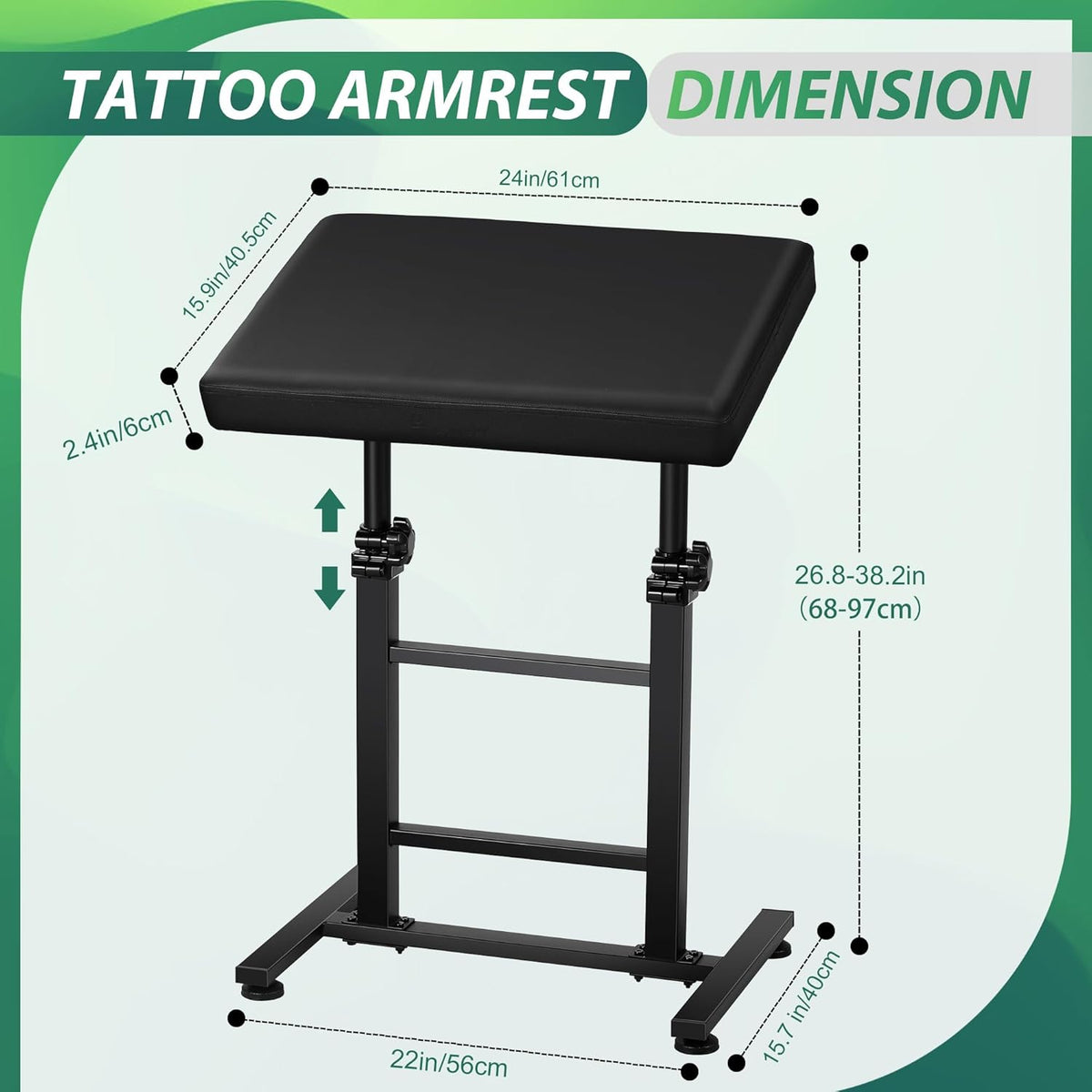 POARMEEY XXL Tattoo Armsteun Standaard Verstelbare Hoogte & Hoek met Zacht Kussen Heavy-Duty Armsteun voor Tattoo Artiesten & Studio's (Zwart)