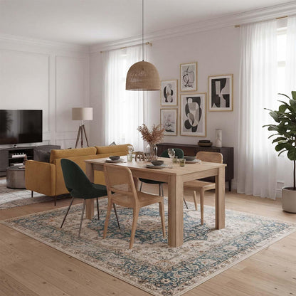 duehome Uittrekbare eettafel, rechthoekig, model Danna, afwerking in Canadees eiken, afmetingen: 140-190 cm (L) x 90 cm (B) x 78 cm (H)