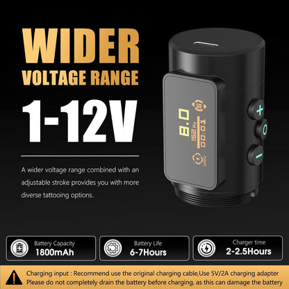 Ambition Shura-X Tattoo Machine Professioneel - Met geavanceerd stabilisatiesysteem, kernloze motor, cartridge pen en 1800mAh voeding. Geschikt voor professionele tatoeageartiesten