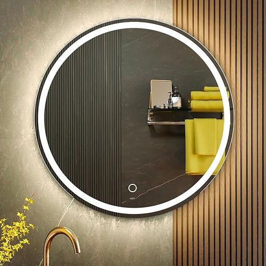 Verstelbare LED Badkamerspiegel – Make-up Spiegel – Touch Spiegel – Anti-Fog Spiegel – Wandspiegel – 70x70 cm – Instelbare Kleurtemperatuur – Frameloos Design - QUORE