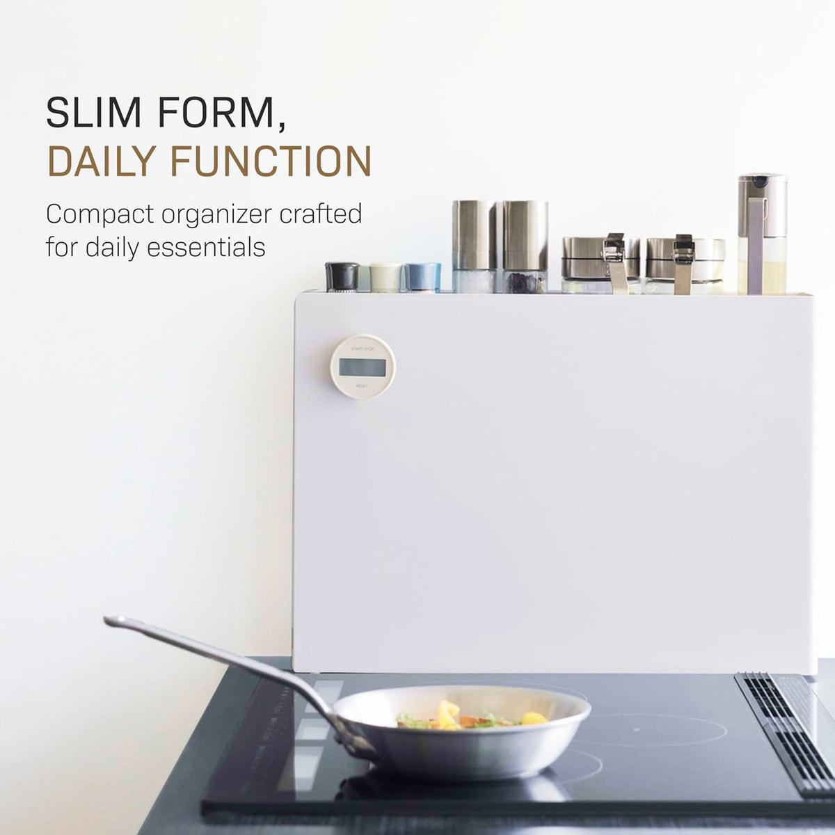 Yamazaki 6003 TOWER Sliding Seasoning Rack, white, Steel/Polypropylene, 12.5 x 50~93 x 36.7 cm