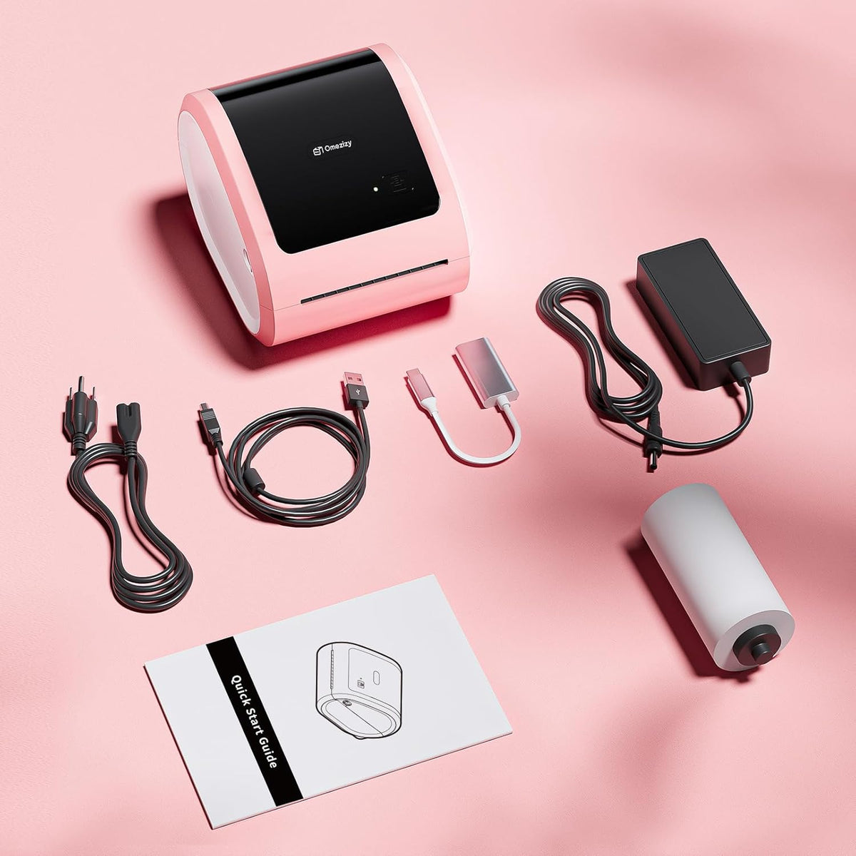 Bluetooth verzendlabelprinter 4x6 - roze draadloze thermische labelprinter voor kleine bedrijven, thermische printer voor verzendlabels, verzendetikettenfabrikant, compatibel met USPS, Amazon