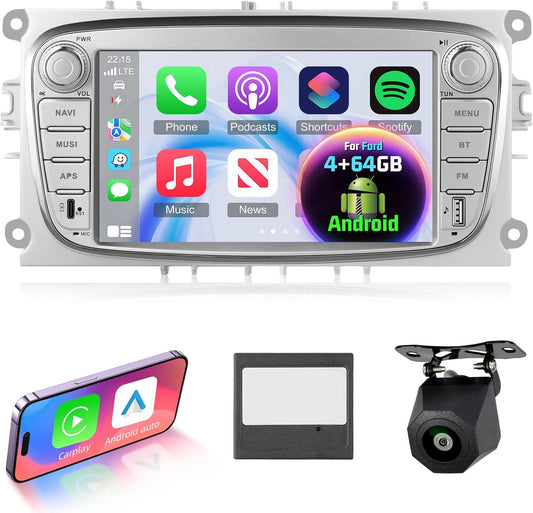 Android autoradio – Autoradio – Inbouwradio – Dubbel-DIN radio – Navigatiesysteem – 7 inch touchscreen – Android 13 4+64GB – Draadloze CarPlay & Android Auto