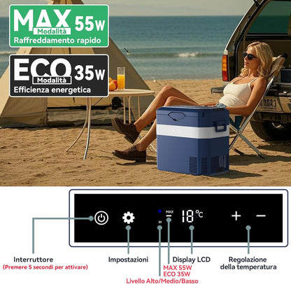 BINGI Compressor Koelbox, 38 Liter Draagbare Auto Koelkast, 12/24 V DC en 230 V AC voor Auto, Vrachtwagen, Camping, Camper en Stopcontact