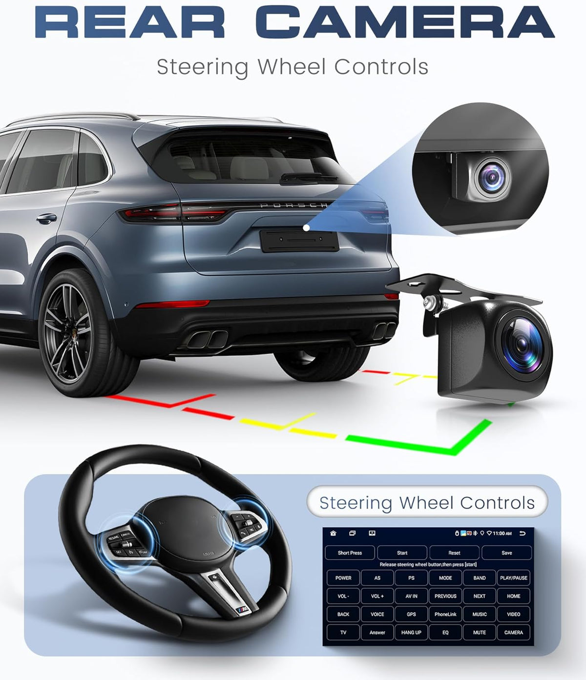 Autoradio, 6G + 128G, 8 Core, Android, 2 Din, 9 inch touchscreen met Carplay Android auto, draadloos, Bluetooth FM/RDS/EQ/DSP, wifi, GPS, 360° panoramisch zicht, stuurbediening, achteruitrijcamera