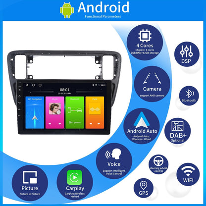 Autoradio met Scherm – Multimedia Systeem – Navigatie Radio – Auto Audio – Touchscreen Radio – 9 Inch QLED Display – Draadloze CarPlay & Android Auto