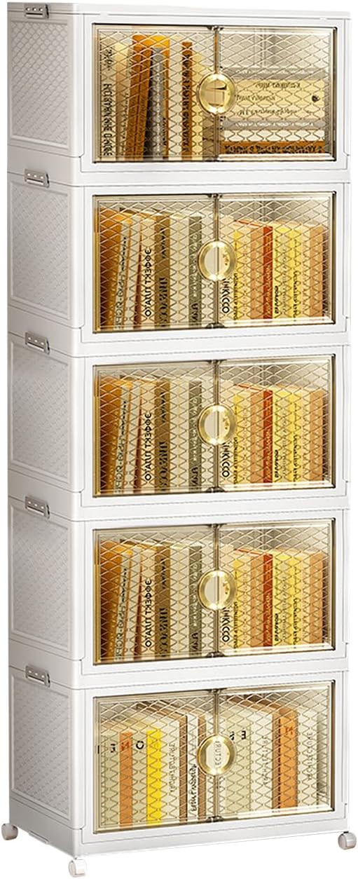 Ergocar Opvouwbare opbergdozen, dubbele opening, stapelbare plastic opbergdozen met deksel en katrol, duurzame opbergorganizer met hoge capaciteit, voor slaapkamer, woonkamer, kledingkast, kantoor