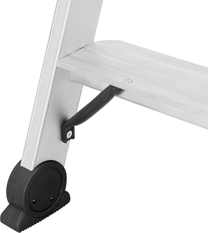 Hymer trapladder 2x4 treden (trapladder aan beide zijden beloopbaar, geanodiseerd frame, stalen scharnieren) 402408