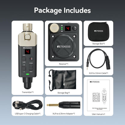 Draadloos In-Ear Monitorsysteem – Draadloos Digitaal Monitorsysteem – In-Ear Monitor – Monitoringsysteem – Monitorset – 8 Onafhankelijke Kanalen – Mono/Stereo Schakelbaar
