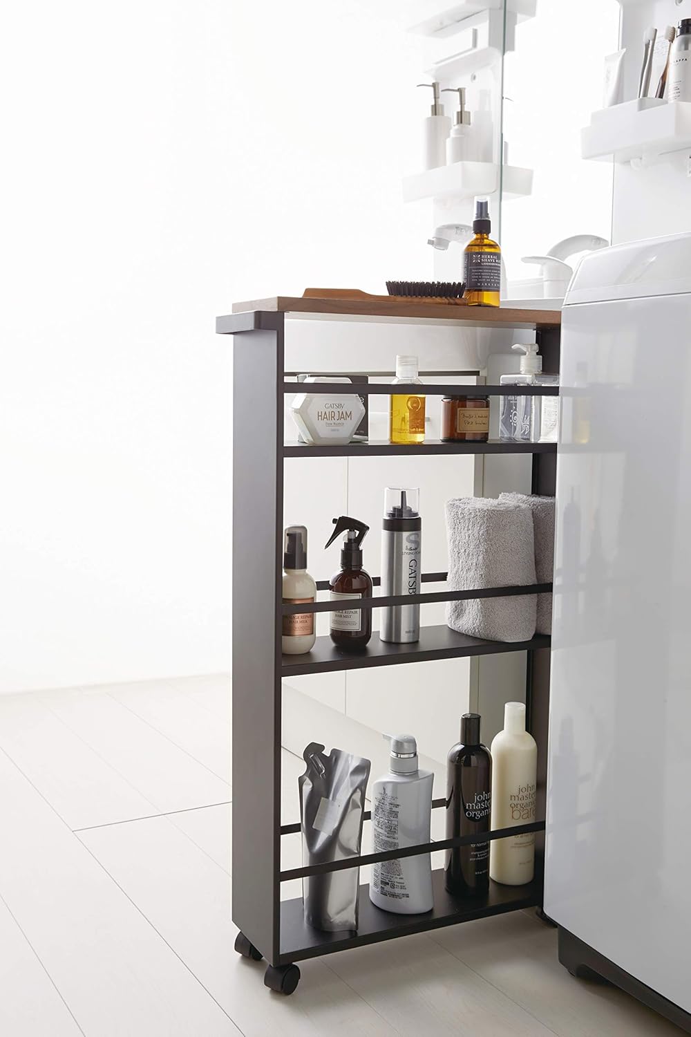 YAMAZAKI Slanke trolley met handgreep - Tower - zwart