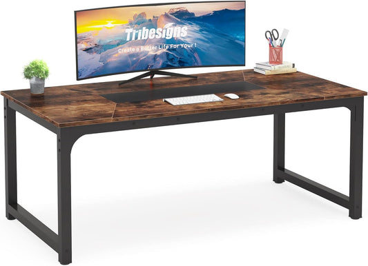 Tribesigns Desk, Computer Table, 180 x 90 x 77 cm, PC Table, Desk Table, Work Table, Dining Table, Office Furniture, Computer Table, Conference Table for Home Office, Home, Desk, Rustic Brown