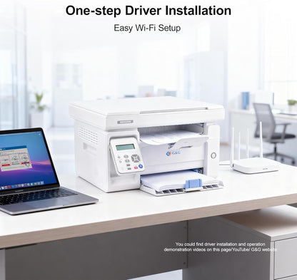 G&G M2022NW Laser Printer, Multifunction Device with Printer, Scanner and Copier, Black and White, Wi-Fi (22-23 pm)