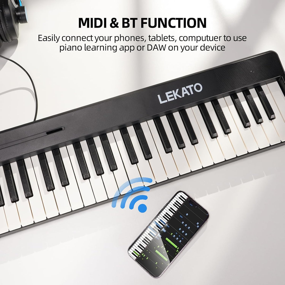 Opvouwbaar Keyboard 88 Toetsen – Piano Keyboard – Elektrische Piano – Digitale Piano – Vouwpiano – 88 Semi-Gewogen, Aanraakgevoelige Toetsen – Bluetooth & USB MIDI