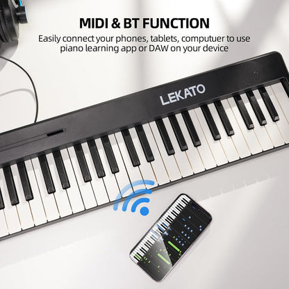 Opvouwbaar Keyboard 88 Toetsen – Piano Keyboard – Elektrische Piano – Digitale Piano – Vouwpiano – 88 Semi-Gewogen, Aanraakgevoelige Toetsen – Bluetooth & USB MIDI