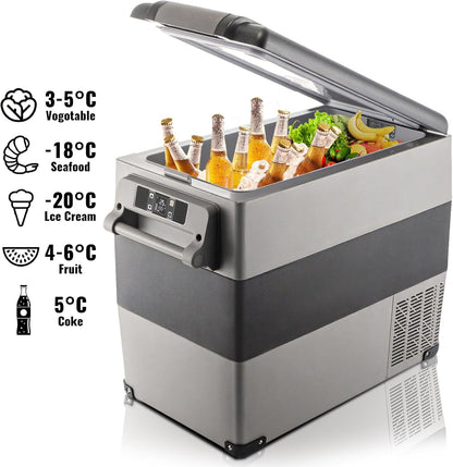 VEVOR Draagbare koelbox, 55 liter, autokoelkast, 220 V, mini-koelkast, elektrische vriezer, kleine vriezer voor auto, camping, vrachtwagen, boot
