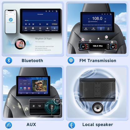 Hodozzy 10.1 Inch Car Headrests Video Player, Car Rear Seat TV with IPS Touch Screen, Car Headrest Screen with CarPlay Android Auto MirrorLink, Bluetooth/FM/USB/AUX/64GB TF Card - QUORE