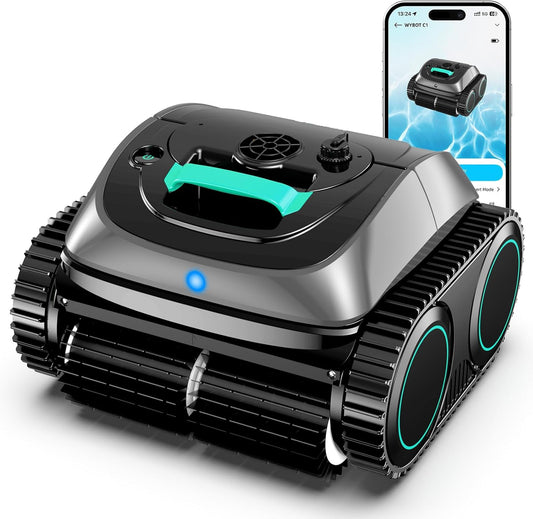 WYBOT C1-01 zwembadrobot voor inbouwzwembaden, zwembadrobot accu: 150 min, looptijd. 4-in-1 zwembadrobot accu voor wand en vloer reiniging tot 150 m², smart navigatie & app-inktzwart