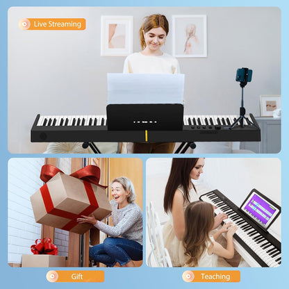 Opvouwbare Elektronische Piano 88 Toetsen – Keyboard – Digitale Piano – Pianotoetsenbord – Elektrische Piano – Halfzware Aanslag – Bluetooth En MIDI