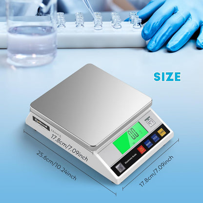 Wetenschappelijke analytische weegschaal met hoge precisie 0,1 g digitale elektronische intelligente laboratoriumweegschaal met tel- en tarrafunctie, ideaal voor laboratorium/sieraden (10 kg)