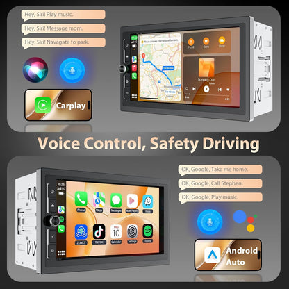 Haudio 7 Inch DAB Autoradio met Apple Carplay & Android Auto, 2 DIN IPS Touchscreen Stereo met Achteruitrijcamera,Bluetooth Luidspreker met DSP, Spraakbediening, FM/AM/RDS/SWC, Geschikt voor alle Auto