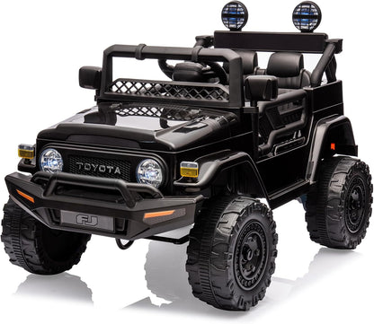 12 V Glijauto voor kinderen, gelicentieerde Toyota-glijauto, op batterijen, elektrische kinderauto met afstandsbediening, muziek, ledverlichting, veersysteem, dubbele deuren, veiligheidsgordel (zwart)