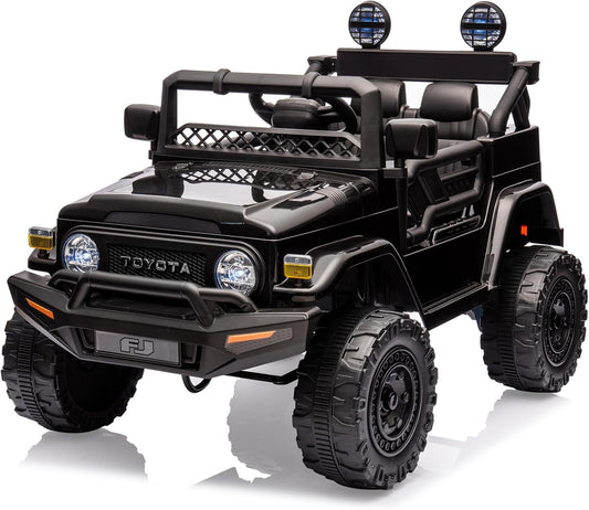 12 V Glijauto voor kinderen, gelicentieerde Toyota-glijauto, op batterijen, elektrische kinderauto met afstandsbediening, muziek, ledverlichting, veersysteem, dubbele deuren, veiligheidsgordel (zwart)