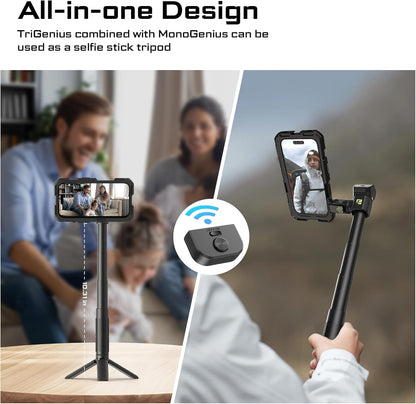 Freewell Genius Rig Cage voor iPhone 16 Pro Max - gereedschapsvrije installatie, multifunctioneel statief en monopod handgrepen, Bluetooth-afstandsbediening