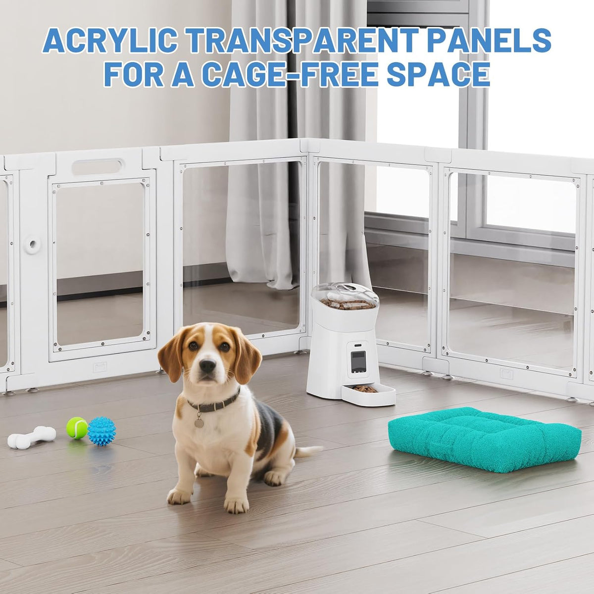 Transparante acryl hondenpen voor binnen, transparante puppybox, plastic huisdierbox voor kleine honden, eenvoudig te monteren en schoon te maken, 10 panelen