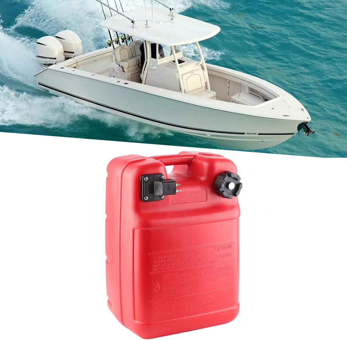Brandstoftank voor Boot 24 Liter – Buitenboordtank – Benzinetank – Brandstofreservoir – Marine Brandstoftank – Ingebouwd Brandstoffilter – Lekvrije Goed Sluitende Dop