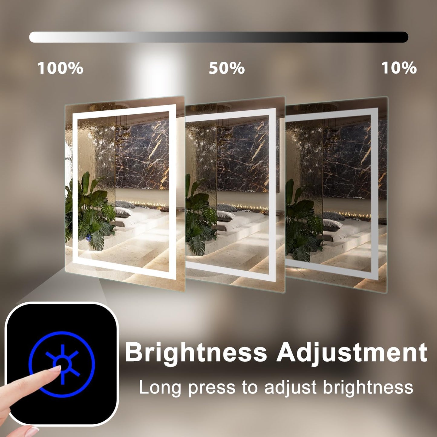 Sanitemodar LED Bathroom Mirror 80 x 100 cm, Bathroom Mirror with Light, Wall Mirror with Touch Switch - QUORE