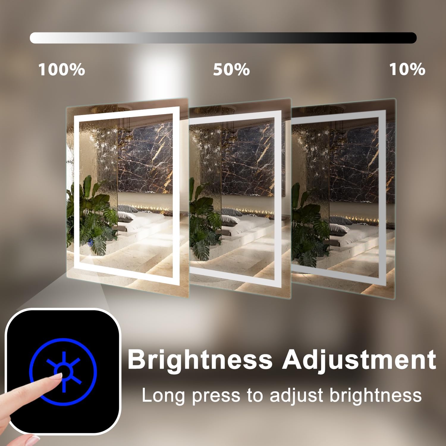 Sanitemodar LED Bathroom Mirror 80 x 100 cm, Bathroom Mirror with Light, Wall Mirror with Touch Switch - QUORE
