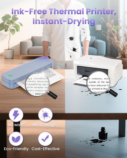 Draagbare A4 Thermische Printer – Inkjetvrij Printerapparaat – Mobiele Printer – Bluetooth Printer – Tattoo Printer – Compact Formaat – Milieuvriendelijk & Snelle Prints