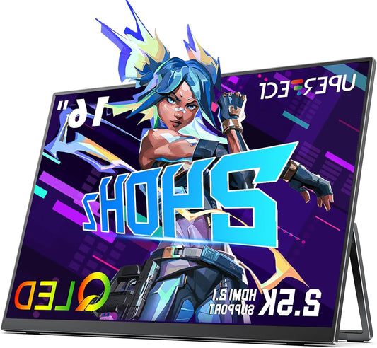 UPERFECT 2.5K 240Hz Portable Gaming Monitor, 16" 2560x1600 QHD 100% DCI-P3 400 Nits Portable Monitor for Laptop w/ Stand & VESA, Adaptive Sync HDMI 2.1 External Screen for PC Phone Game Console - QUORE