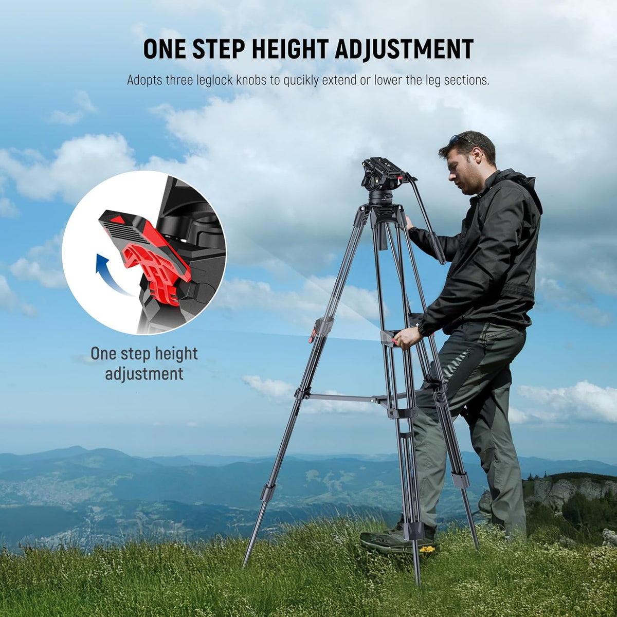 Videostatief – Camerastatief – Fotostatief – Filmstatief – Statief – Verstelbaar Van 89,4 Tot 192 Cm – Vloeistofkop Met 360° Pan En Kantel – Stevige Aluminium Constructie Tot 8 Kg
